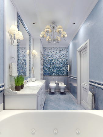 Elegant  provence bathroom design. 3D renderの写真素材
