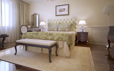 Idea of master english bedroom . 3D renderの写真素材