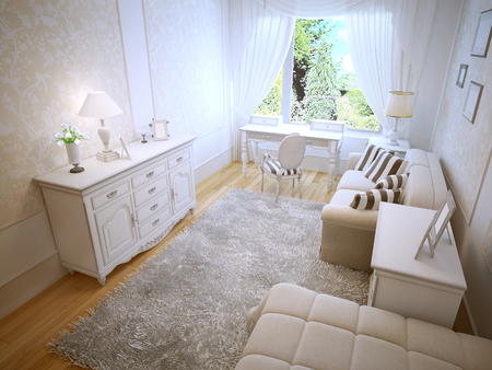 Bright provence bedroom trend. 3D renderの写真素材