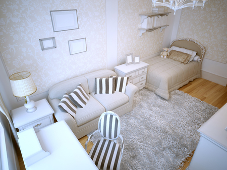 Idea of teen bedroom. 3D renderの写真素材