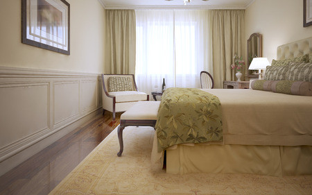 Light colored bedroom trend. 3D renderの写真素材