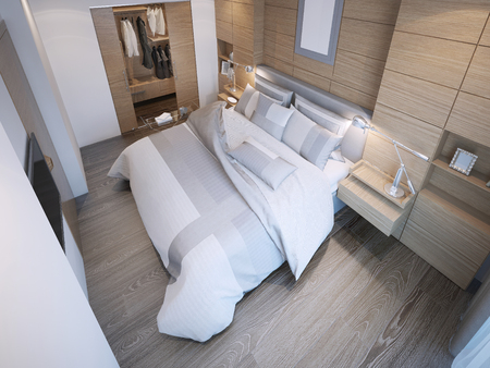 Contemporary bedroom trend. 3D renderの写真素材