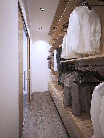Roomy walk-in closet modern style. 3D renderの写真素材