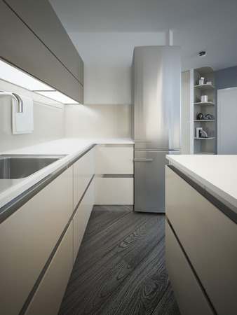 Kitchen minimalist style. 3D renderの写真素材