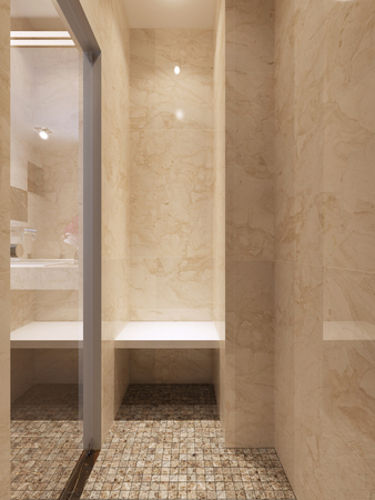 Contemporary style glass shower. 3d renderの写真素材