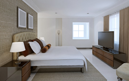 Comfortable bedroom avant-garde style. 3d renderの写真素材