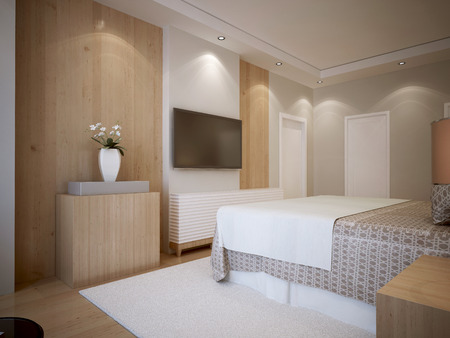 Youth bedroom modern style. 3d renderの写真素材
