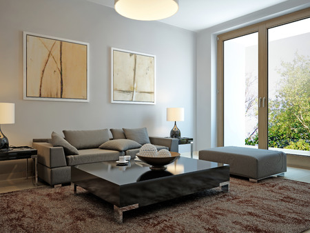 Living room scandinavian style. 3d renderの写真素材
