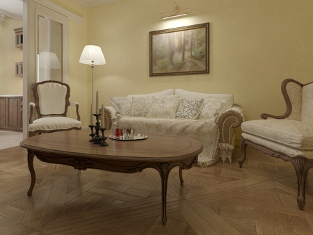 Living room art deco style. 3d renderの写真素材