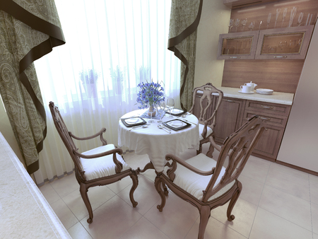 Dining room neoclassicism style. 3d renderの写真素材