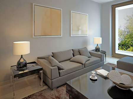 Living room avant-garde style. 3d renderの写真素材