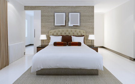 Bedroom minimalism style. 3d renderの写真素材