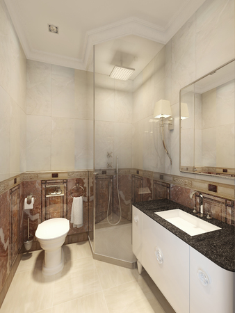 Bathroom art deco style. 3d renderの写真素材