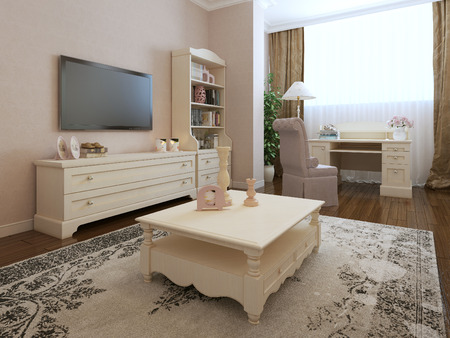 Art deco bedroom interior. 3d renderの写真素材