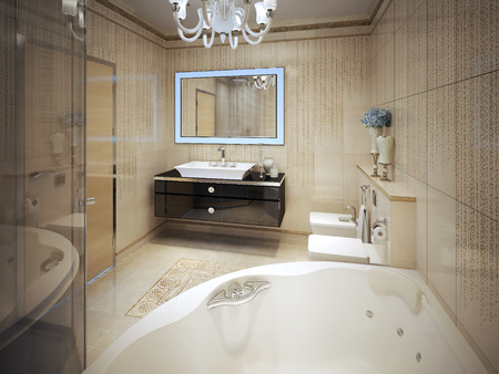 Expensive bathroom modern style. 3d renderの写真素材