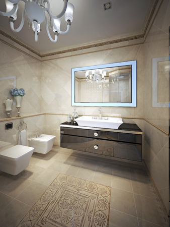 Elegant bathroom design. 3d renderの写真素材