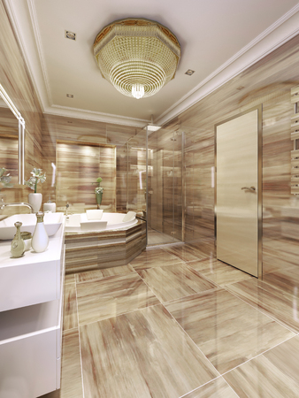 Elegant bathroom interior. 3d renderの写真素材