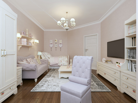 Bedroom provence style. 3d renderの写真素材