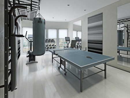 Contemporary gym interior. 3d renderの写真素材