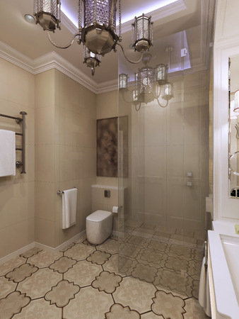 Moroccan bathroom interior. 3d renderの写真素材