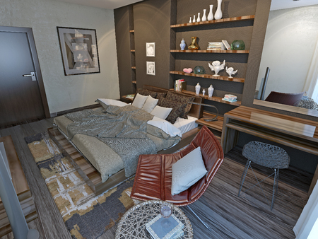 Bedroom modern style, 3d modelの写真素材