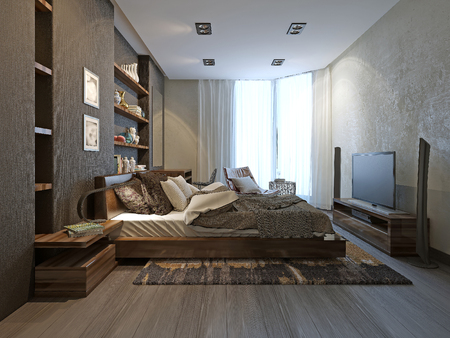 Bedroom interior in modern style, 3d modelの写真素材
