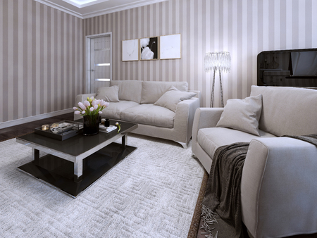 Contemporary Living Style. 3d render