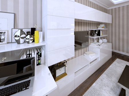 wall storage and bookcase contemporary style. 3d renderの写真素材