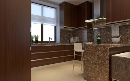 kitchen minimalism style, 3d imagesの写真素材
