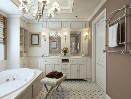 classic Bathroom. 3d renderの写真素材