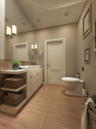 Bathroom Mediterranean design. 3d renderの写真素材