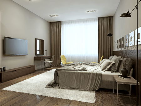 Bedroom contemporary style, 3d imagesの写真素材