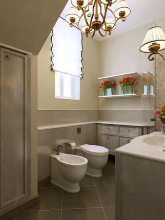 Bathroom Art Deco style. 3d renderの写真素材