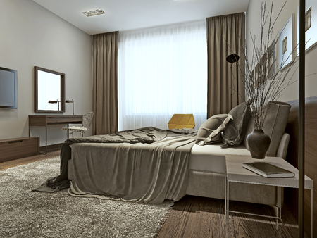 Bedroom interior high-tech style, 3d imagesの写真素材