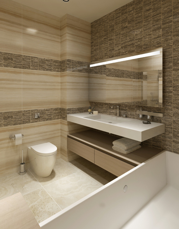 Contemporary Bathroom Design. 3d renderの写真素材