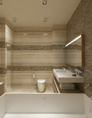 Bathroom minimalist design. 3d renderの写真素材