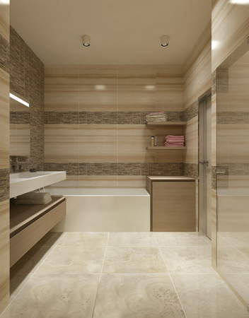 Contemporary Bathroom Design. 3d renderの写真素材