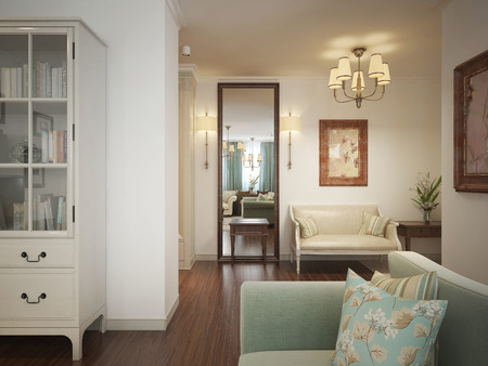 Hall in provence style. 3d modelの写真素材