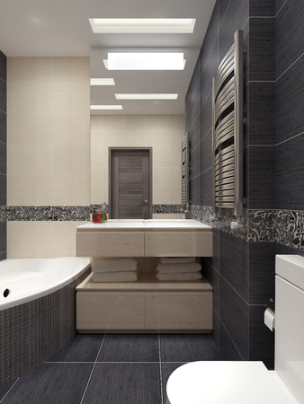 Master bathroom in modern style. 3d visualizationの写真素材