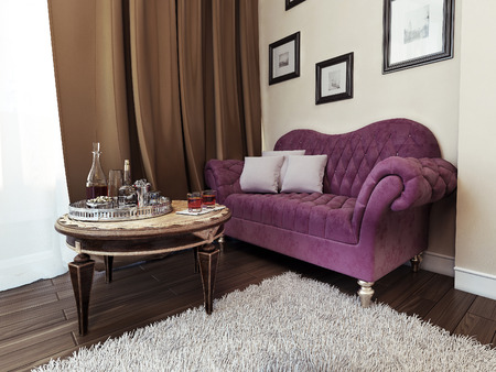 Sofa in bedroom avant-garde style, 3d imageの写真素材