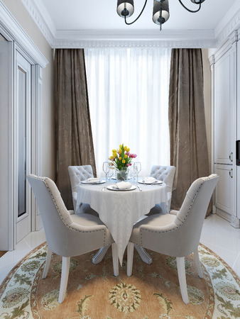 Luxury dining room in classic style, 3d imagesの写真素材