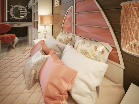 Children's bedroom in the Art Deco style. 3d renderの写真素材