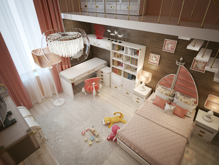 Luxury children's room in the Art Nouveau style. 3d renderの写真素材
