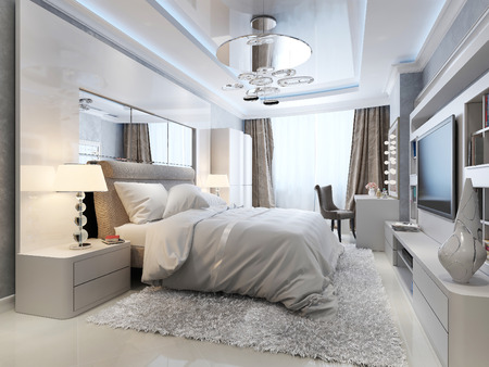 Bedroom art deco style, 3d picture