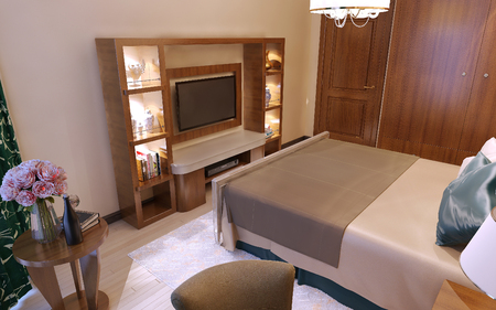Eclectic bedroom style, 3d imagesの写真素材