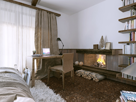 Bedroom loft, 3d imageの写真素材