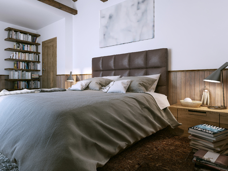 Bedroom rustic. 3d imageの写真素材