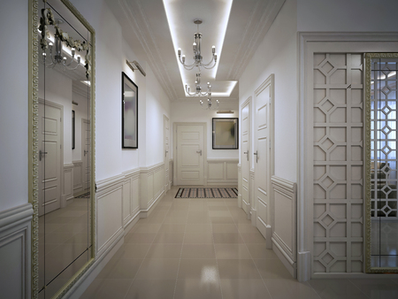 Hall corridor in classic style. 3d visualizationの写真素材