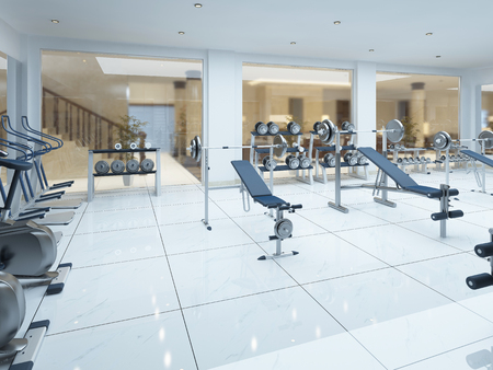 Modern interior fitness gym in the Spa complex. 3D render.の写真素材