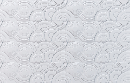 White 3d panel on the wall with a lot of circles. 3d render.の写真素材